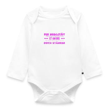 Reality prevails - Organic Longsleeve Baby Bodysuit - white - Front