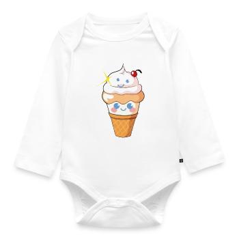 Mignonne Glace Joyeuse - Body Bébé bio manches longues - blanc - Devant