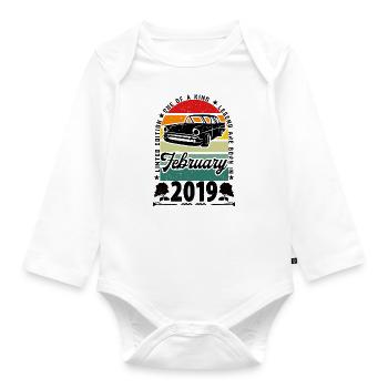 Birthday February 2019, Vintage February 2019. - Organic Longsleeve Baby Bodysuit - white - Front