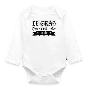 Fett ist Leben - Baby Bio-Langarm-Body - Weiß - Vorne