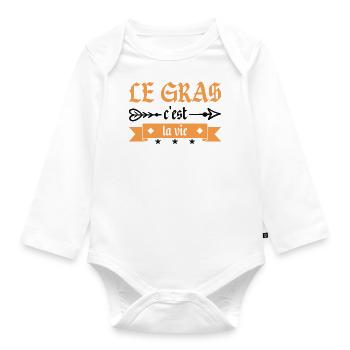 Fett ist Leben - Baby Bio-Langarm-Body - Weiß - Vorne