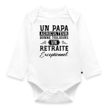 A farmer dad gives an exceptional retiree - Organic Longsleeve Baby Bodysuit - white - Front