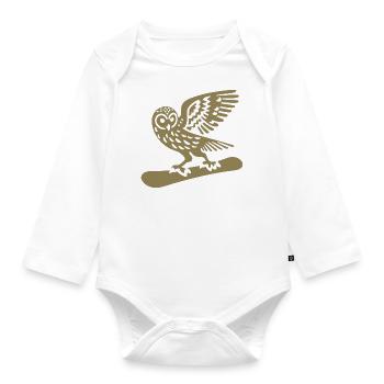 Eule Snowboard Snowboarder Minimalistisches Design - Baby Bio-Langarm-Body - Weiß - Vorne