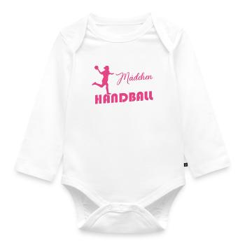 Real girls playing handball - Organic Longsleeve Baby Bodysuit - white - Front