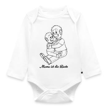Mother Child Family Animal Mom Stuffed Animal - Organic Longsleeve Baby Bodysuit - white - Front