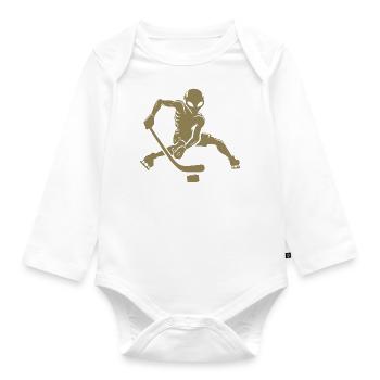 Alien Ice Hockey Player Minimalist Silhouette - Organic Longsleeve Baby Bodysuit - white - Front