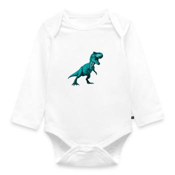 Satzzeichen Retten Leben - Lustiges Dino-Design - Baby Bio-Langarm-Body - Weiß - Vorne