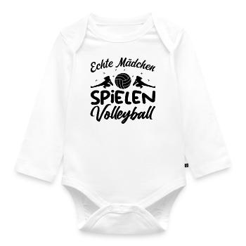 Echte Mädchen Spielen Volleyball - Baby Bio-Langarm-Body - Weiß - Vorne