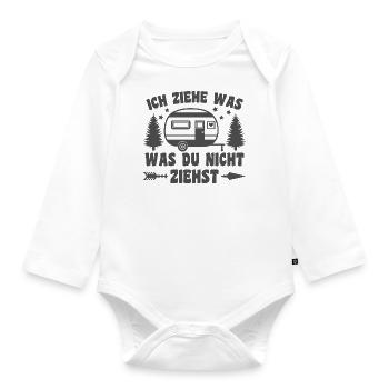 I pull what you don't pull Caravan Camper - Organic Longsleeve Baby Bodysuit - white - Front