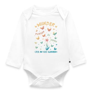 Wunder fliegen zu denen, die an sie glauben - Mut - Baby Bio-Langarm-Body - Weiß - Vorne