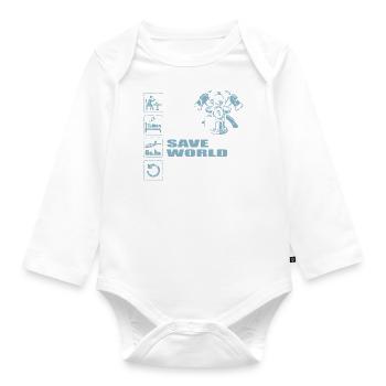 Firefighter Firefighter Woman Saves the World - Organic Longsleeve Baby Bodysuit - white - Front