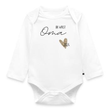 Oma 2024 | Nachwuchs verkünden - Baby Bio-Langarm-Body - Weiß - Vorne