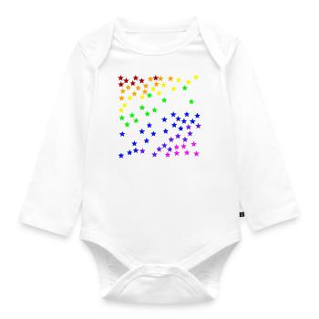 Stars rainbow gift idea colorful - Organic Longsleeve Baby Bodysuit - white - Front