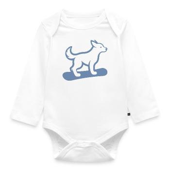 Dog Snowboard Snowboarder Minimalist Design - Organic Longsleeve Baby Bodysuit - white - Front