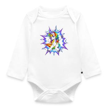 Dab Dubbing Unicorn Unicorn Rainbow - Organic Longsleeve Baby Bodysuit - white - Front