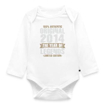 Legende 2014 Original Jahrgang Geburtstagsgeschenk - Baby Bio-Langarm-Body - Weiß - Vorne