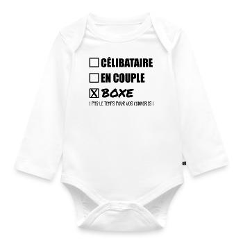 Single-Paar-Boxen - Boxer-Geschenk - Baby Bio-Langarm-Body - Weiß - Vorne