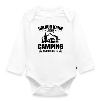 Urlaub Kann Jeder Camping nur Die Elite - Baby Bio-Langarm-Body - Weiß - Vorne