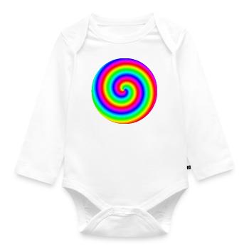 3D Rainbow Gift Idea Tube Colorful Hypnosis LGBT - Organic Longsleeve Baby Bodysuit - white - Front