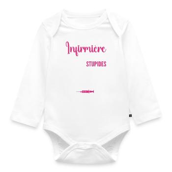 Krankenschwester Humor - Krankenschwester Geschenk - Baby Bio-Langarm-Body - Weiß - Vorne