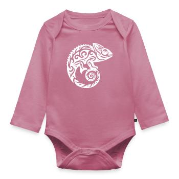 Écailleux Creeper Déguisement caméléon tatouage - Body Bébé bio manches longues - mauve - Devant