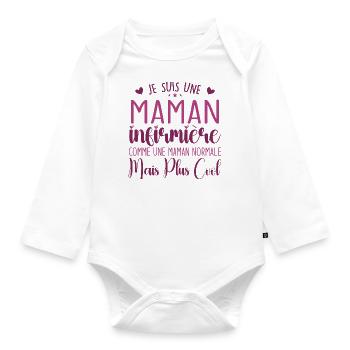 Nurse Gift – I'm a Nurse Mom - Organic Longsleeve Baby Bodysuit - white - Front