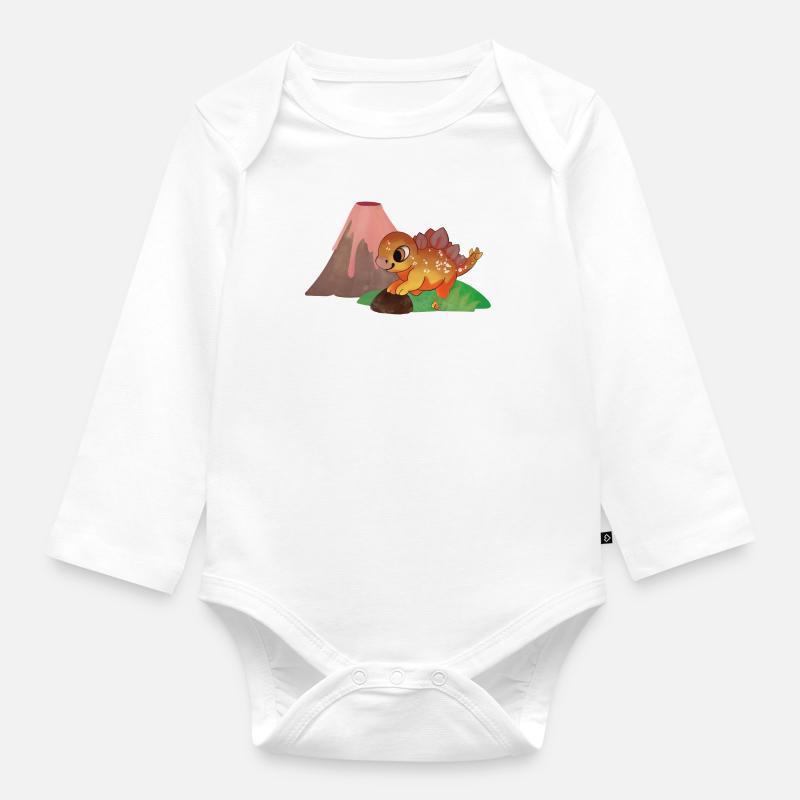 Starker Stegosaurus - Baby Bio-Langarm-Body - Weiß