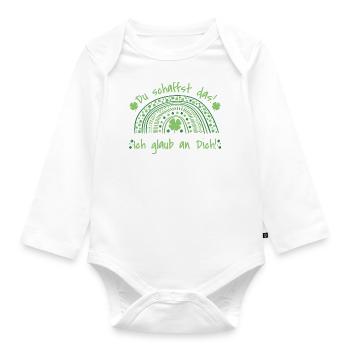 Du schaffst das - Ich glaub an dich - Mut machen - Baby Bio-Langarm-Body - Weiß - Vorne