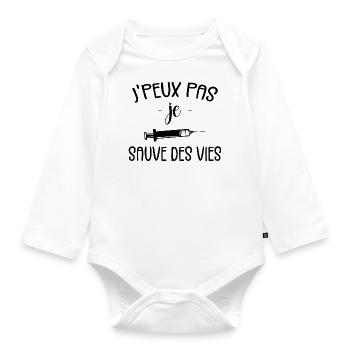Ich kann nicht, ich rette Leben - Baby Bio-Langarm-Body - Weiß - Vorne