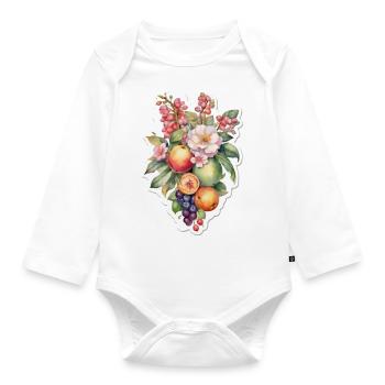 Blumen und Obst - Baby Bio-Langarm-Body - Weiß - Vorne