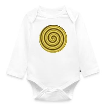 3D Hypnosis Gold Gift Idea Optical Illusion - Organic Longsleeve Baby Bodysuit - white - Front