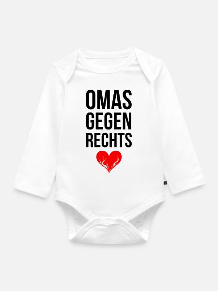 OMAS GEGEN RECHTS mit Herz - Baby Bio-Langarm-Body - Weiß