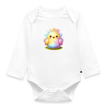 Colorful Chick In Easter Egg Shape - Organic Longsleeve Baby Bodysuit - white - Front