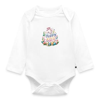Hoppy Easter Colorful Easter Greetings - Organic Longsleeve Baby Bodysuit - white - Front