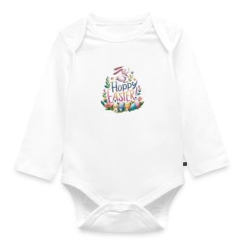 Hoppy Easter Colorful Easter Greetings - Organic Longsleeve Baby Bodysuit - white - Front