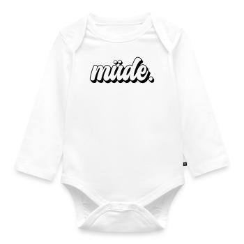 Müde - Baby Bio-Langarm-Body - Weiß - Vorne