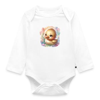 Chibi Easter Duckling For Duck Lovers - Organic Longsleeve Baby Bodysuit - white - Front
