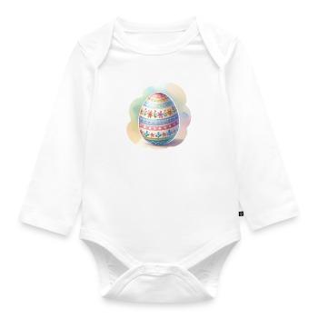 Oeuf de Pâques minimaliste à l’aquarelle peinte Style - Body Bébé bio manches longues - blanc - Devant