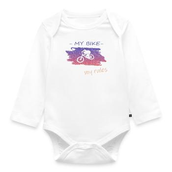 Biken Fahrrad Bike - Baby Bio-Langarm-Body - Weiß - Vorne