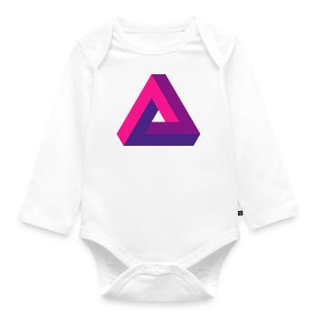 Mind-Bending Perspective: Impossible 3D Triangle - Organic Longsleeve Baby Bodysuit - white - Front