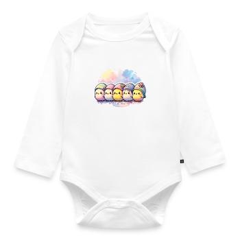 Cute Group of Chicks With Easter Egg - Organic Longsleeve Baby Bodysuit - white - Front