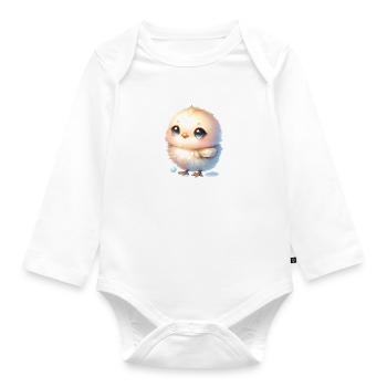 Un doux poussin de Pâques aux yeux bleus - Body Bébé bio manches longues - blanc - Devant