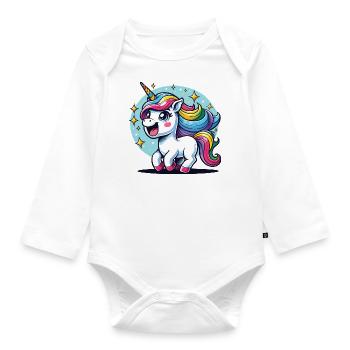 Licorne rayonnante – Magie de la licorne - Body Bébé bio manches longues - blanc - Devant