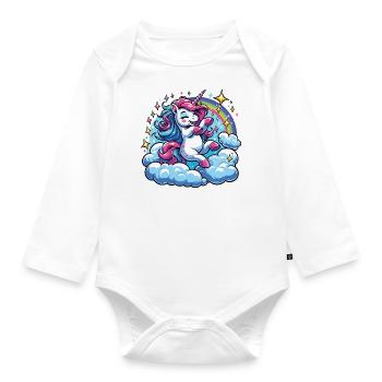 Joy of Playing Unicorn – Magic Clouds - Organic Longsleeve Baby Bodysuit - white - Front