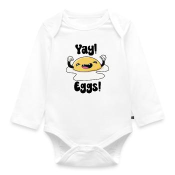 Juhu-Eier - Baby Bio-Langarm-Body - Weiß - Vorne