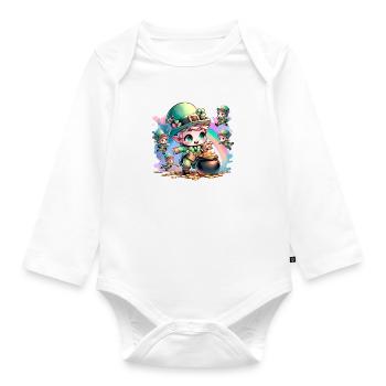 Lutins Chibi de la Saint-Patrick - Body Bébé bio manches longues - blanc - Devant