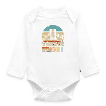 1981 Birthday Born In 1981 Retro Vintage - Organic Longsleeve Baby Bodysuit - white - Front