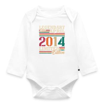 Vintage 2014 Avril Cadeau Anniversaire Rétro - Body Bébé bio manches longues - blanc - Devant