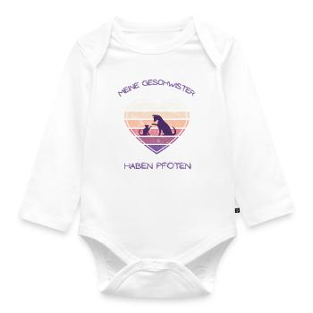 Meine Geschwister haben Pfoten - Baby Bio-Langarm-Body - Weiß - Vorne