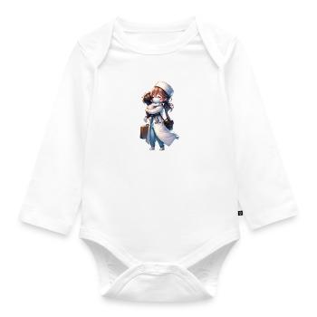 A Doctor Mom Getting Back Home From Work - Organic Longsleeve Baby Bodysuit - white - Front